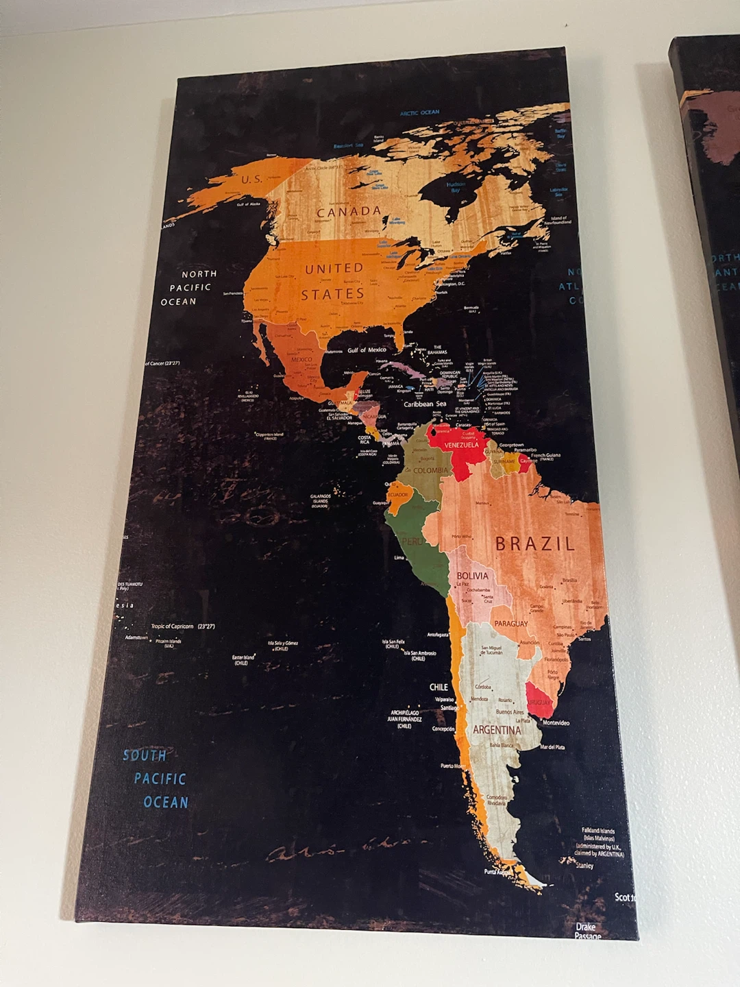 Wooden World Map Wall Art (3 Panels) - photo 2