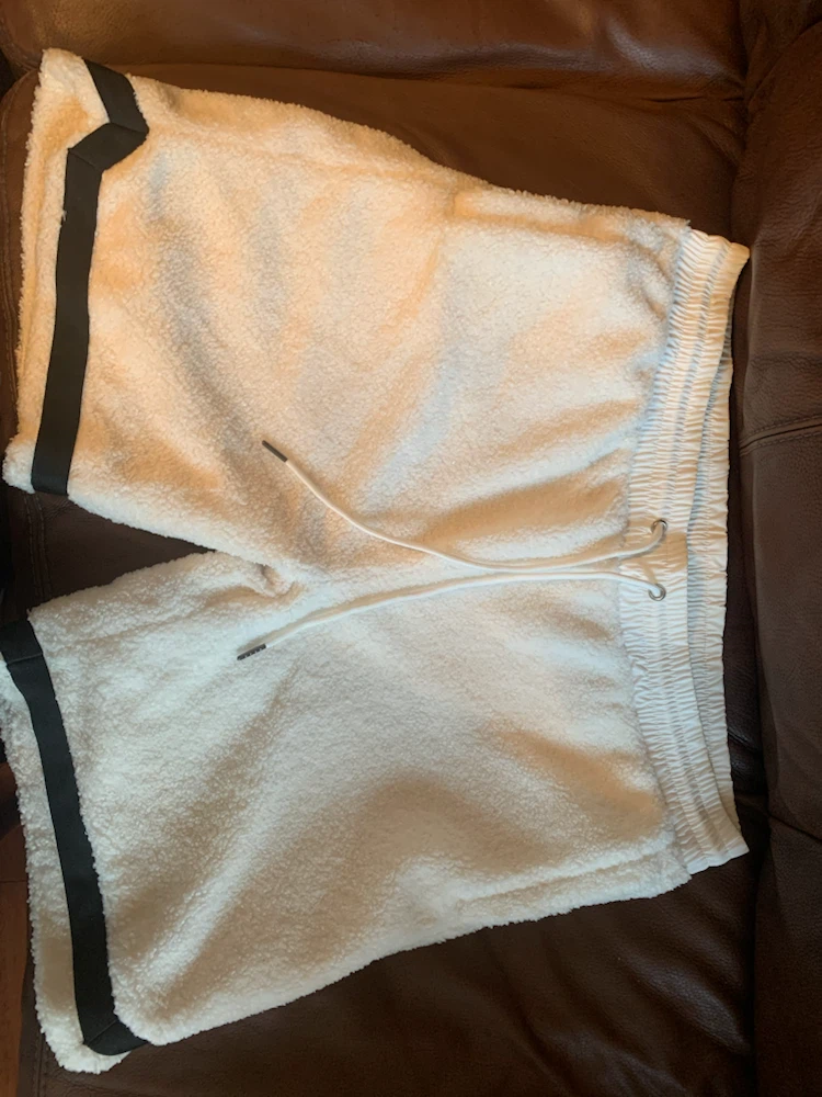 Elite Drip White Fluffy Shorts 1 left hooded top available