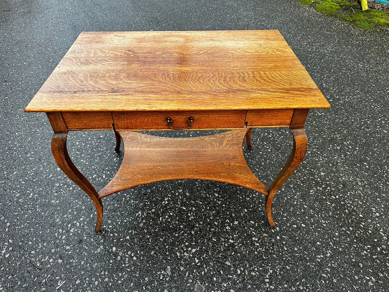 Antique Oak Side Table with Drawer
