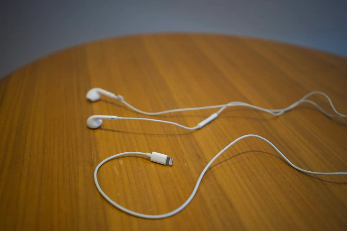 White Earbuds with Lightning Connector