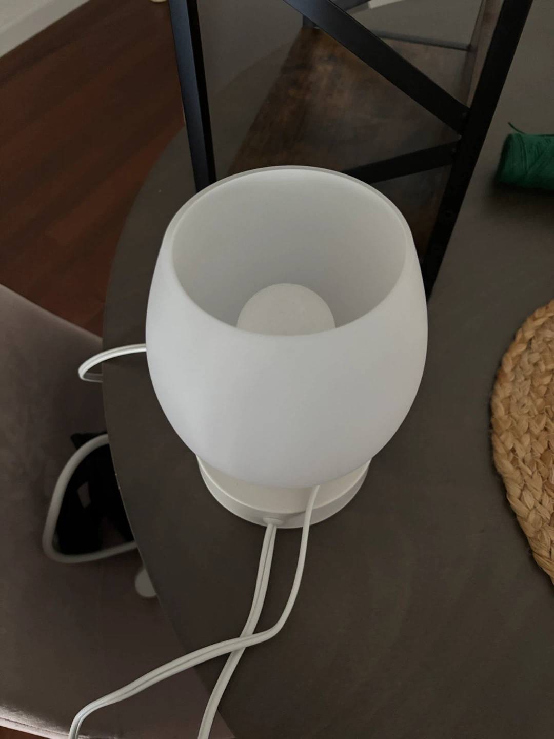 White Frosted Glass Bedside Lamp