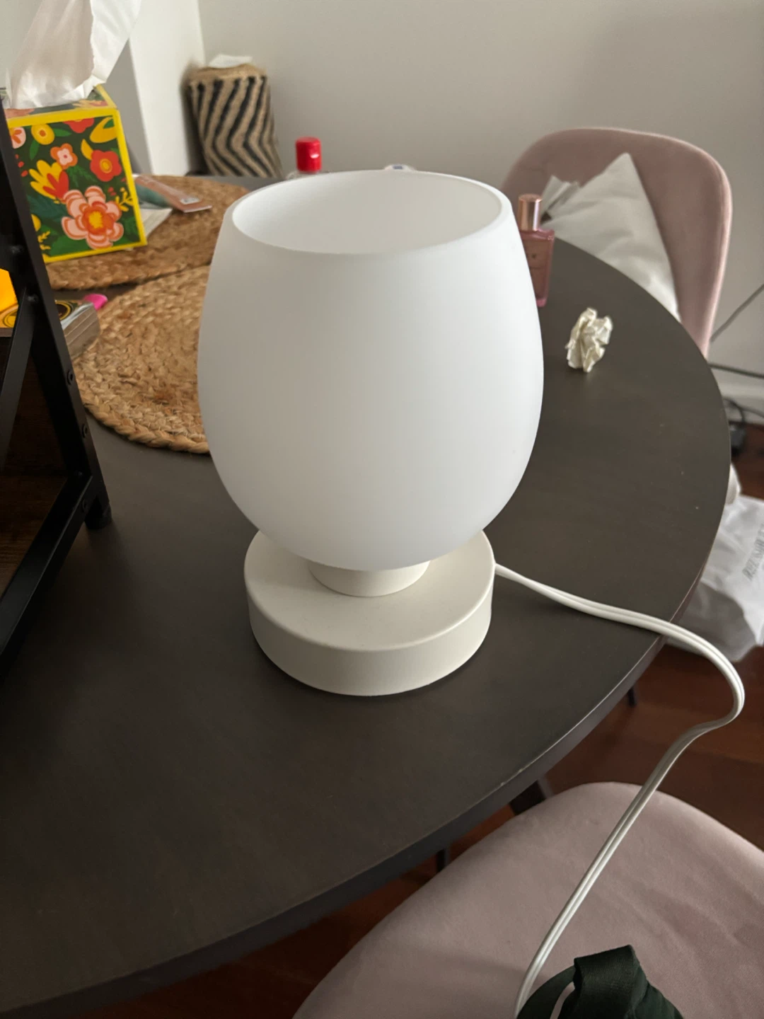 White Frosted Glass Bedside Lamp - photo 2