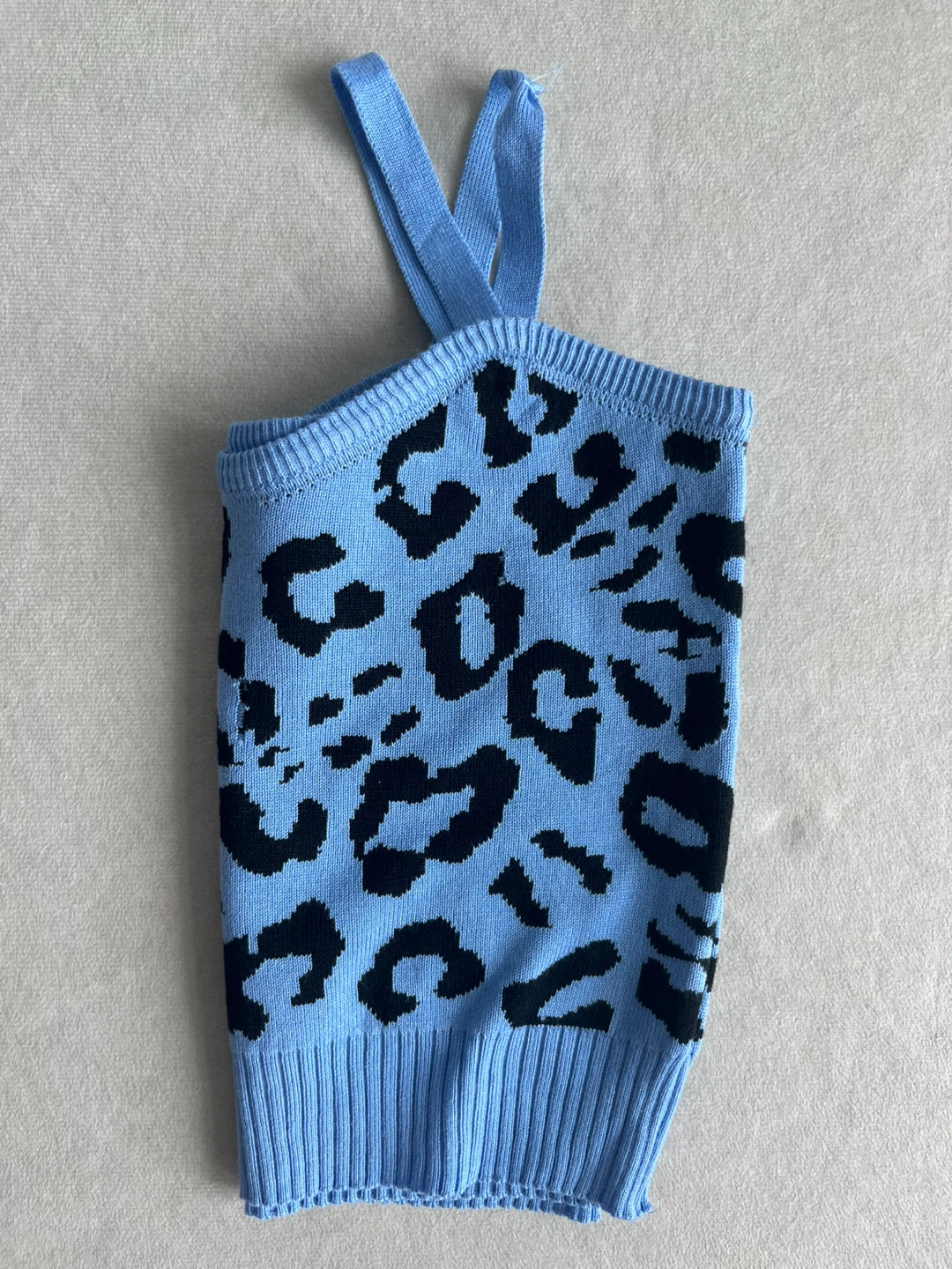 Blue Leopard Print Knit Crop Top - photo 3