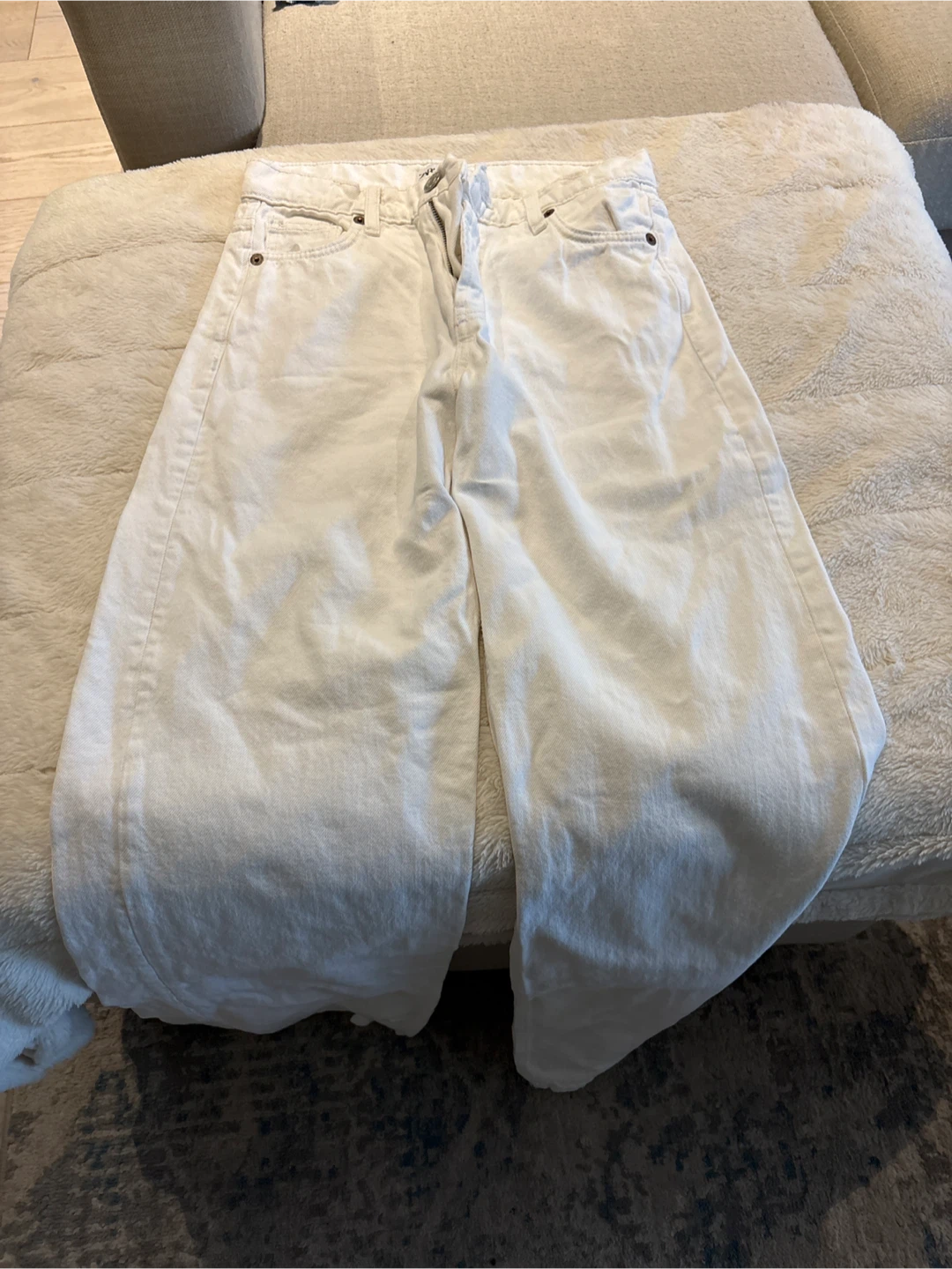 ZARA White Wide Leg Denim Jeans - photo 2