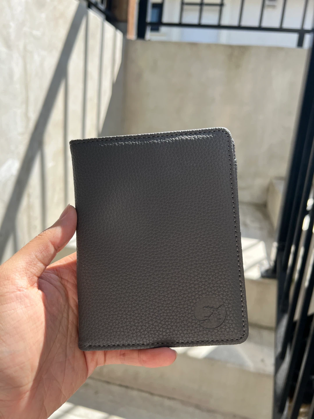 Grey Leather Bi-fold Wallet