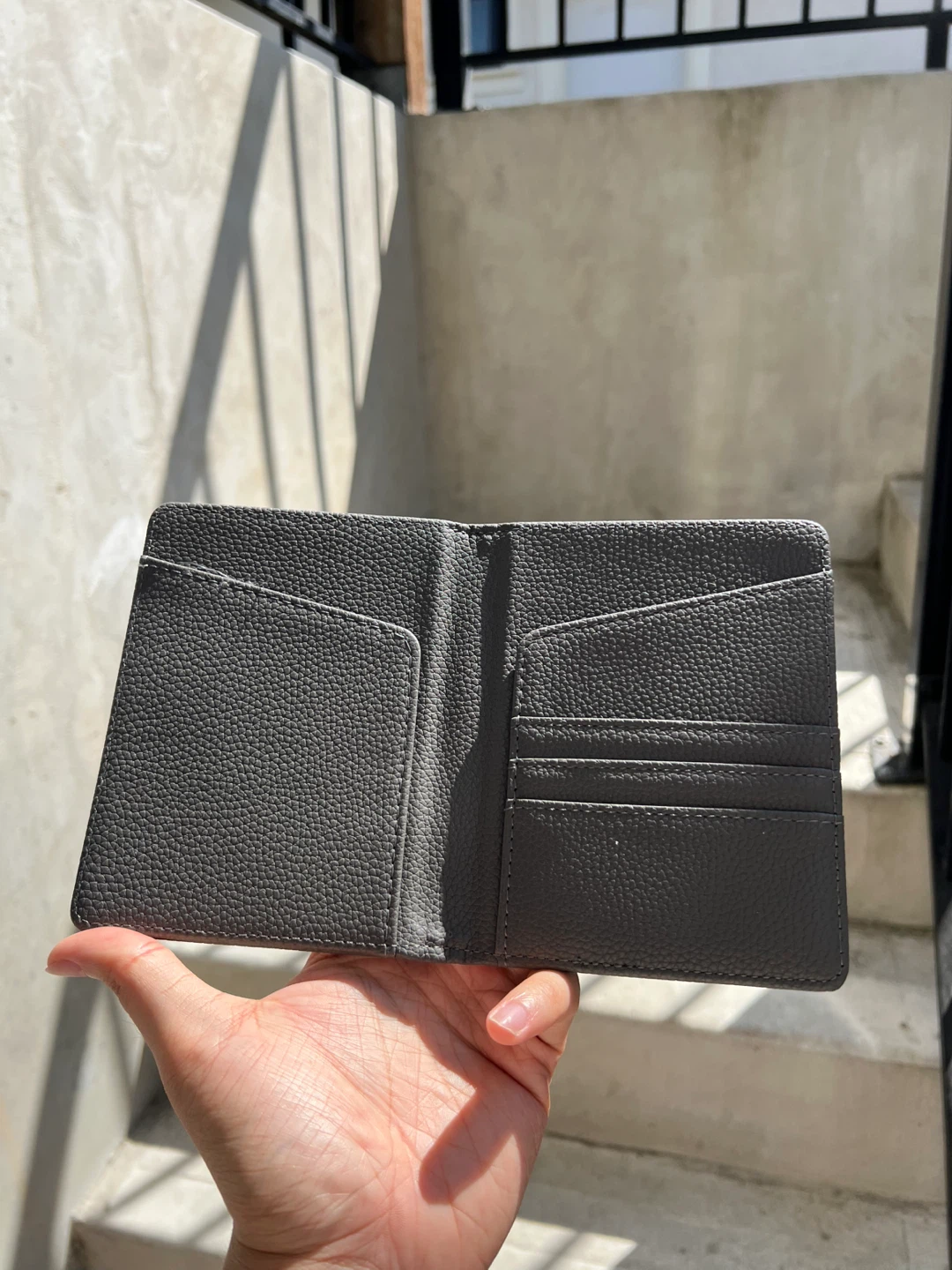 Grey Leather Bi-fold Wallet - photo 2