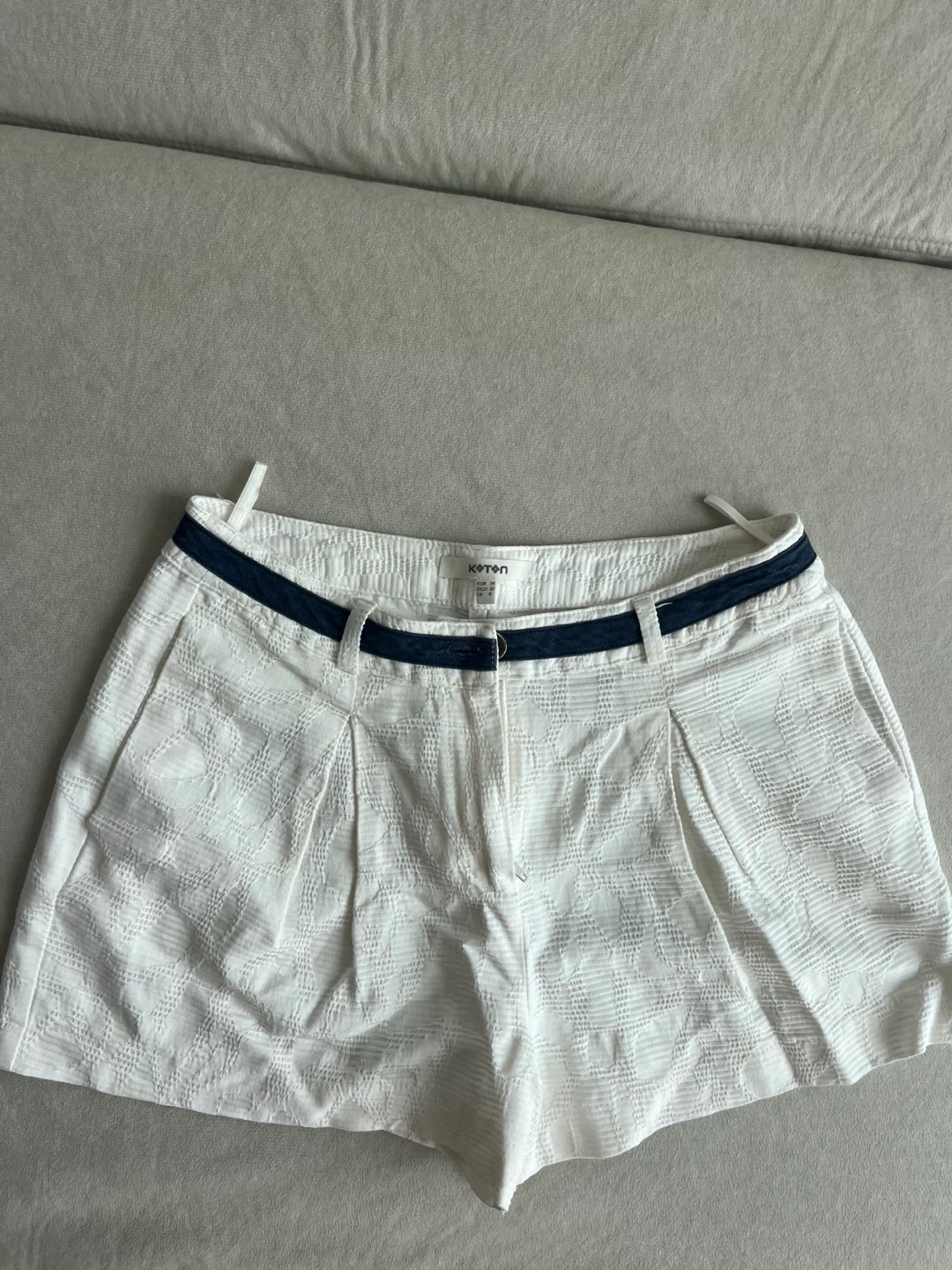 Koton White Textured Shorts Size UK 6