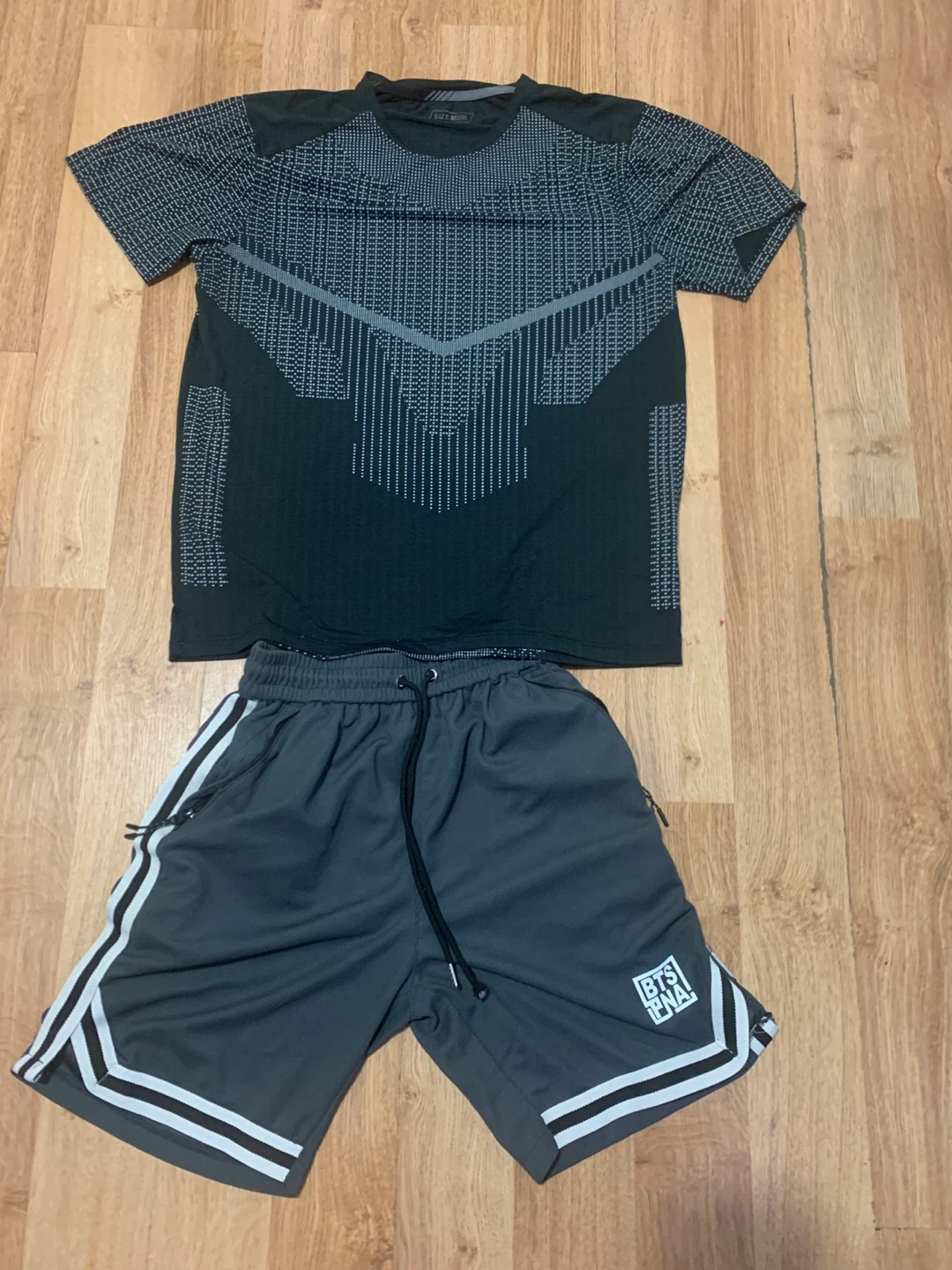 Grey BTS T-shirt and Shorts Set