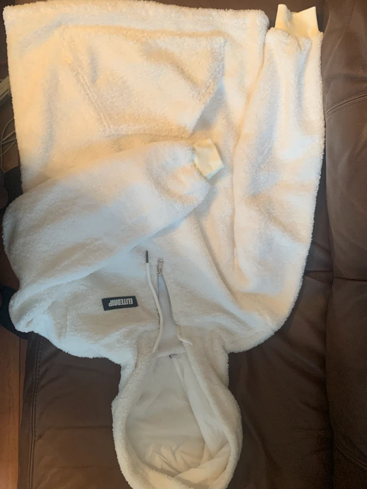 EliteDrip All Sizes White (New) fluffy/Sherpa Fleece Hoodie