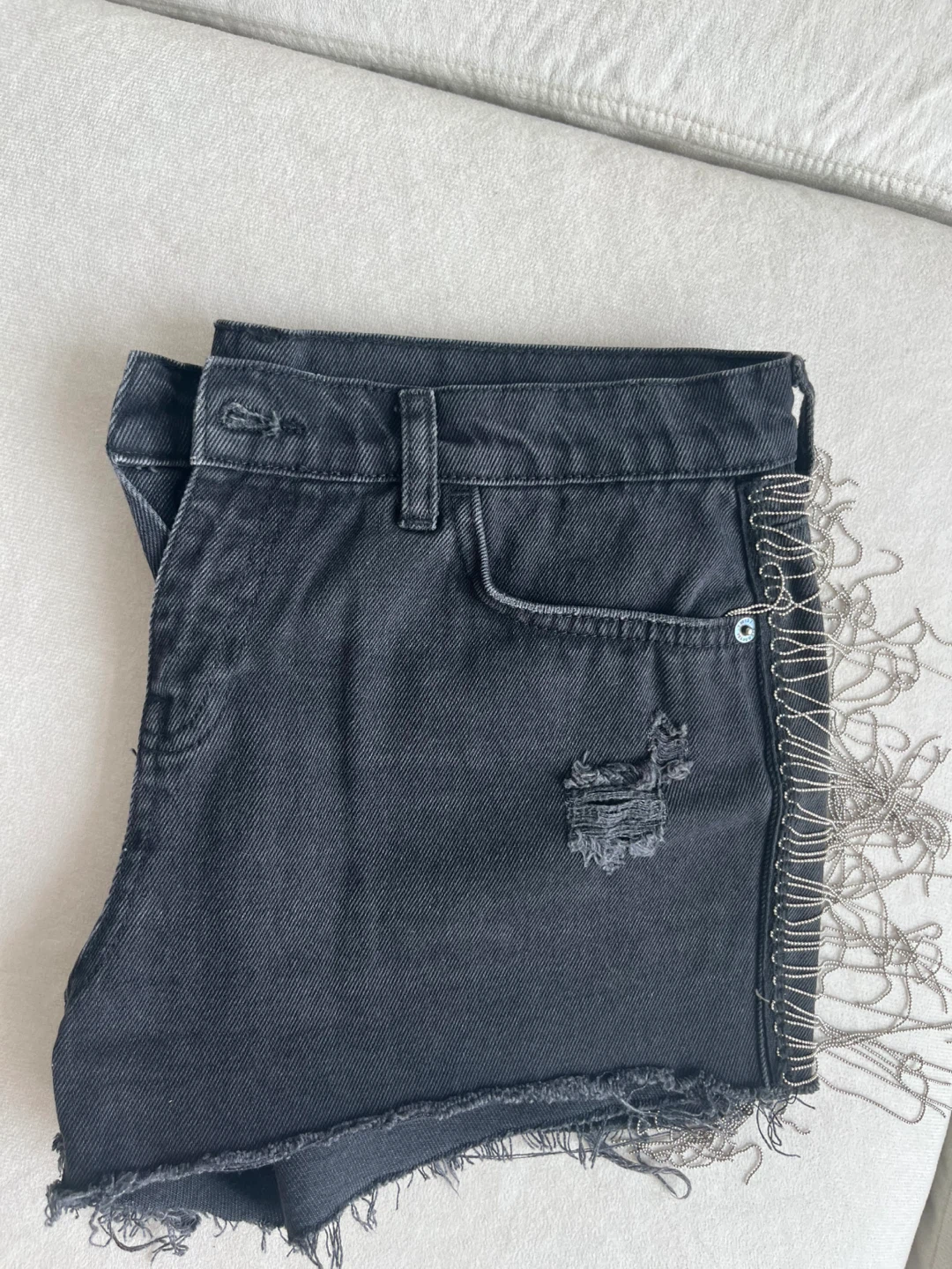 Twist Jeans Black Chain Detail Denim Shorts - photo 5