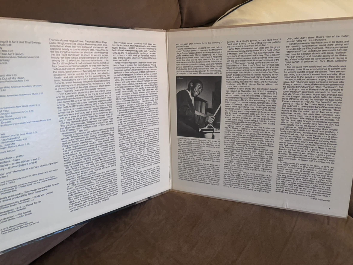Thelonious Monk Riverside Trios Vinyl Record - photo 3