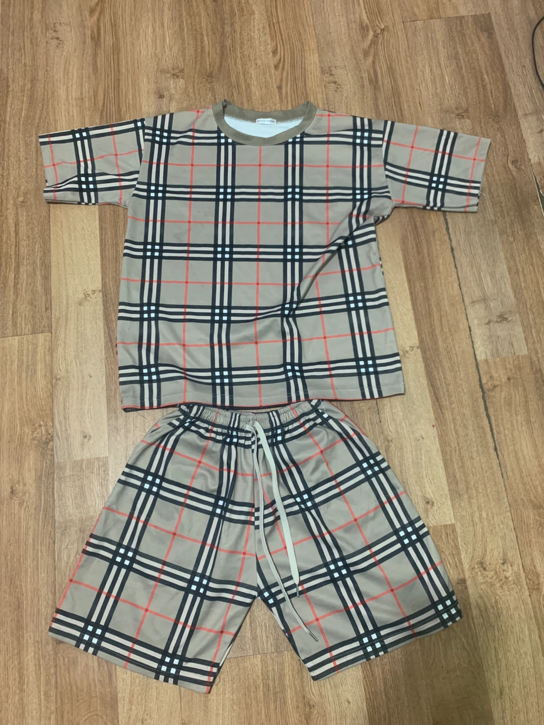 Tartan Print T-Shirt and Shorts Set