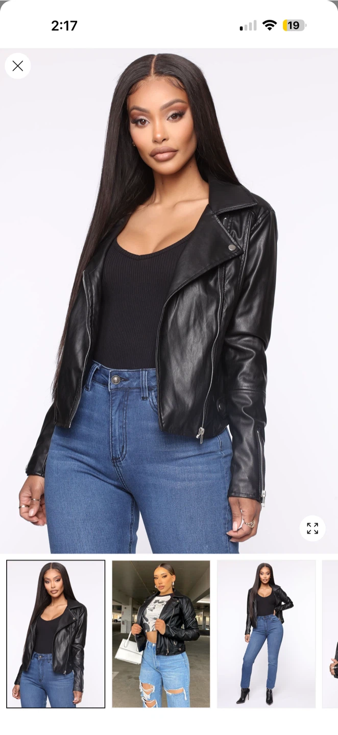 Fashion Nova Black Faux Leather Moto Jacket