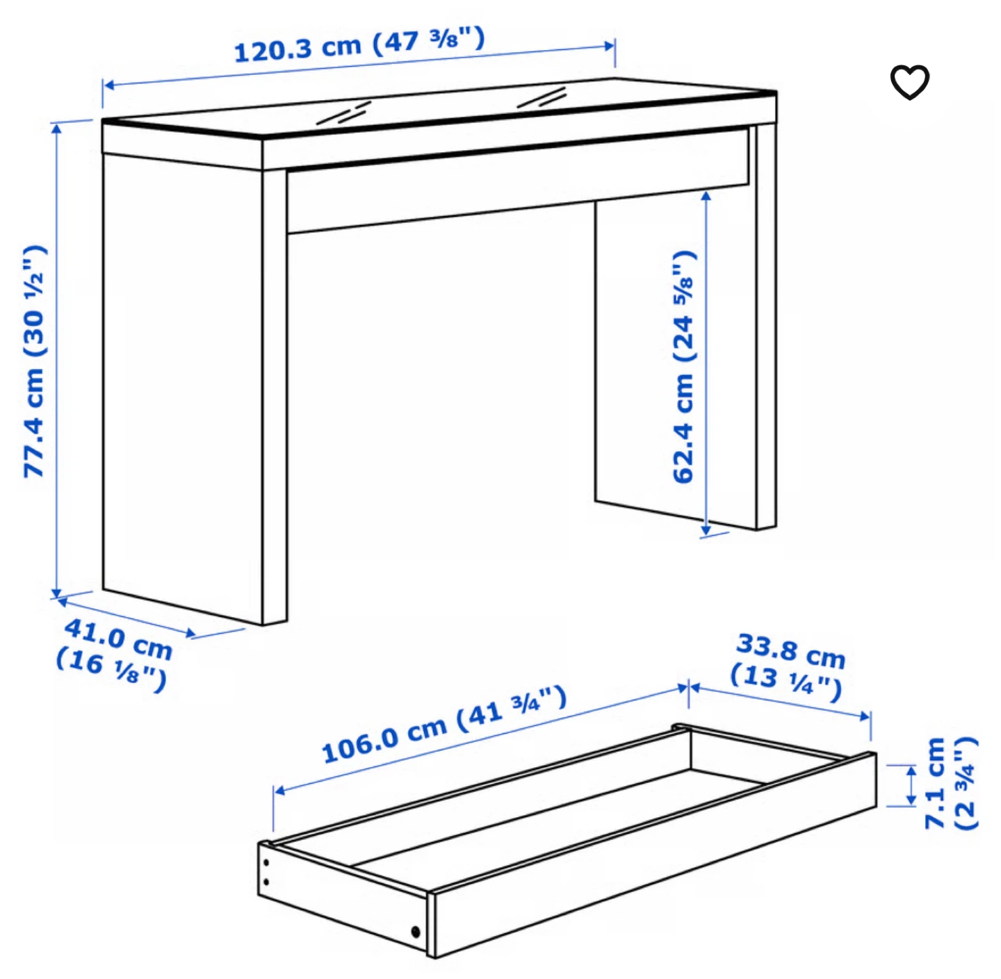 Malm desk for vanity or desktop - photo 2