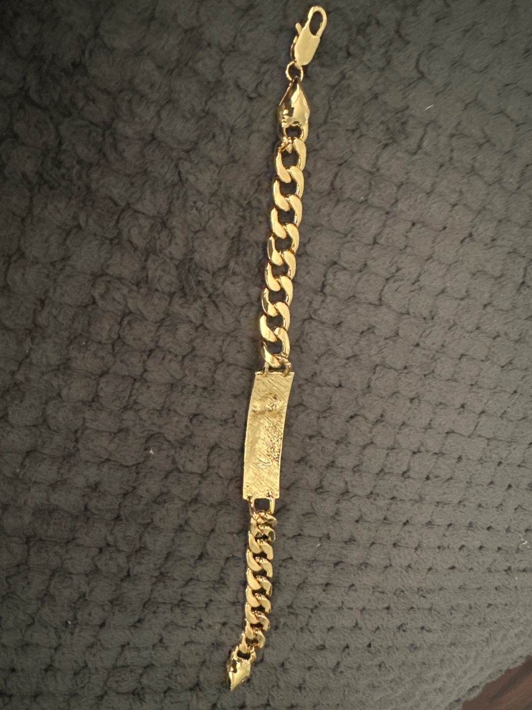 Gold Tone Cubed Link Bracelet with ID Plate - photo 2