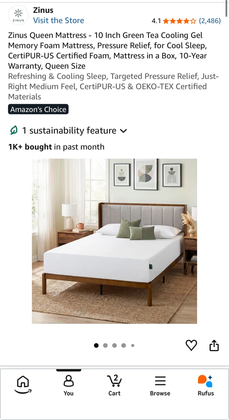 2 month old Queen Mattress - 10 Inch Memory Foam - photo 2
