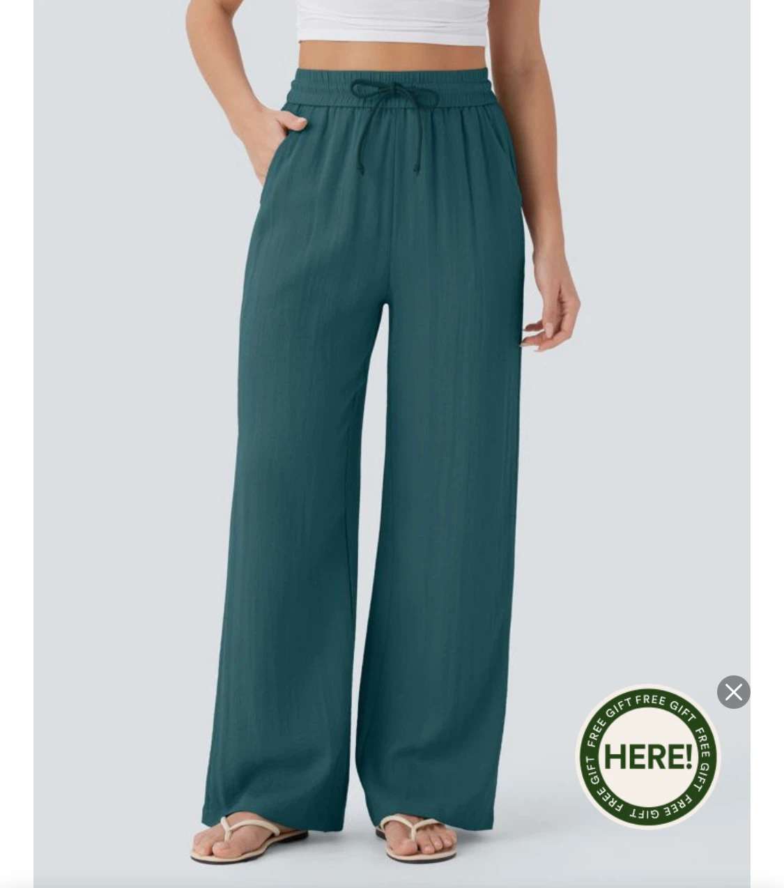Halara High Waisted Linen-Feel Wide Leg Pants