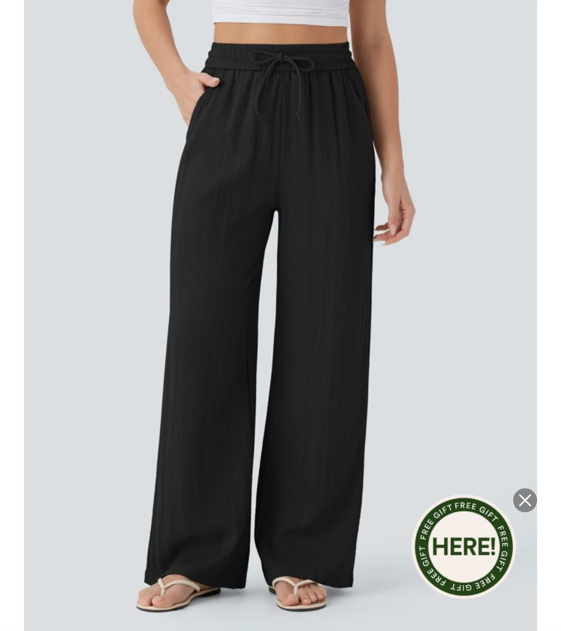 Halara High Waisted Linen-Feel Wide Leg Pants - photo 2
