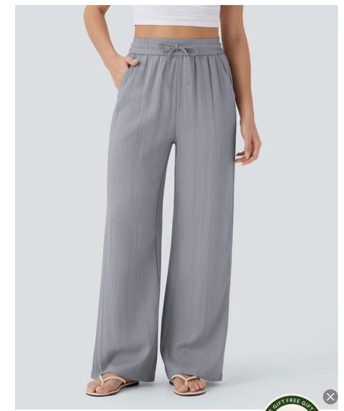 Halara High Waisted Linen-Feel Wide Leg Pants - photo 3