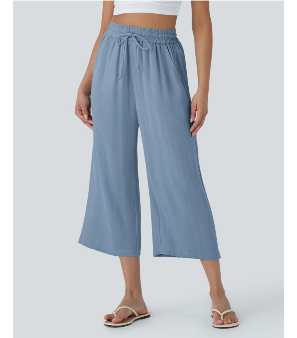 Halara High Waisted Linen-Feel Wide Leg Pants - photo 4