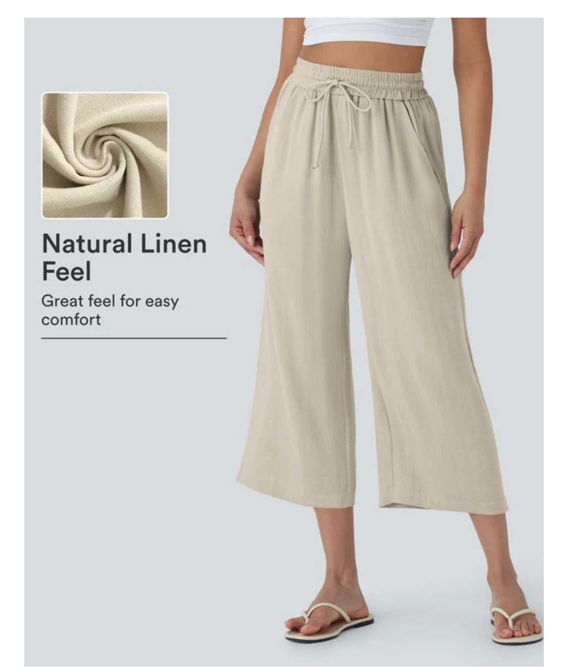 Halara High Waisted Linen-Feel Wide Leg Pants - photo 5