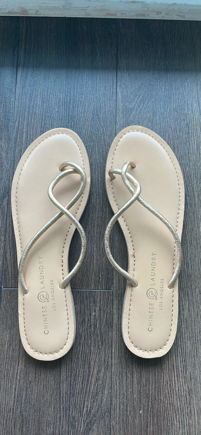 Chinese Laundry Gold Thong Sandals