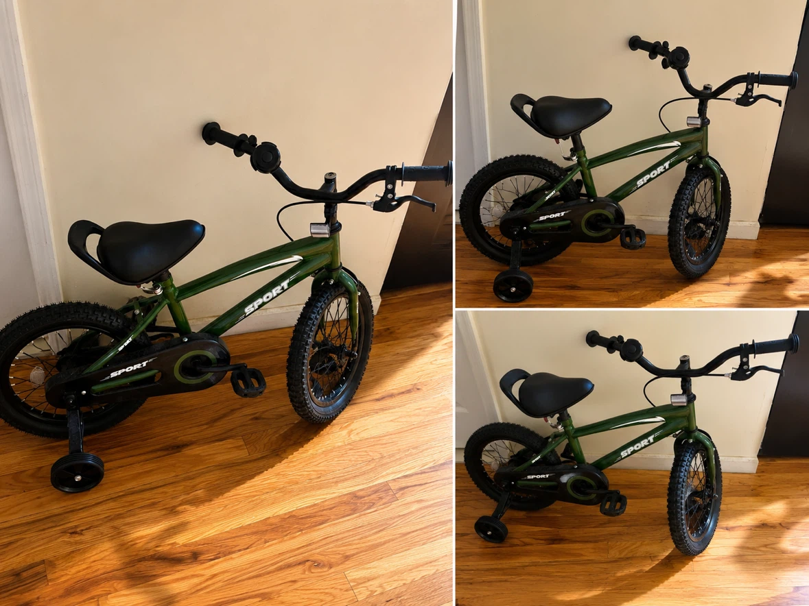 Green "SPORT" Kids Bicycle with Training Wheels