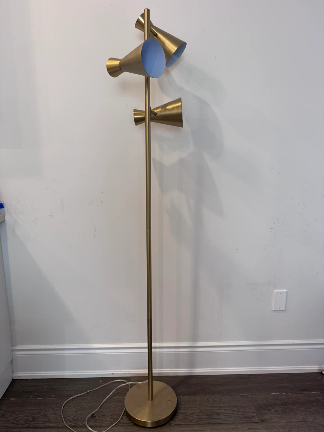 Brass Floor Lamp with 3 Spotlights