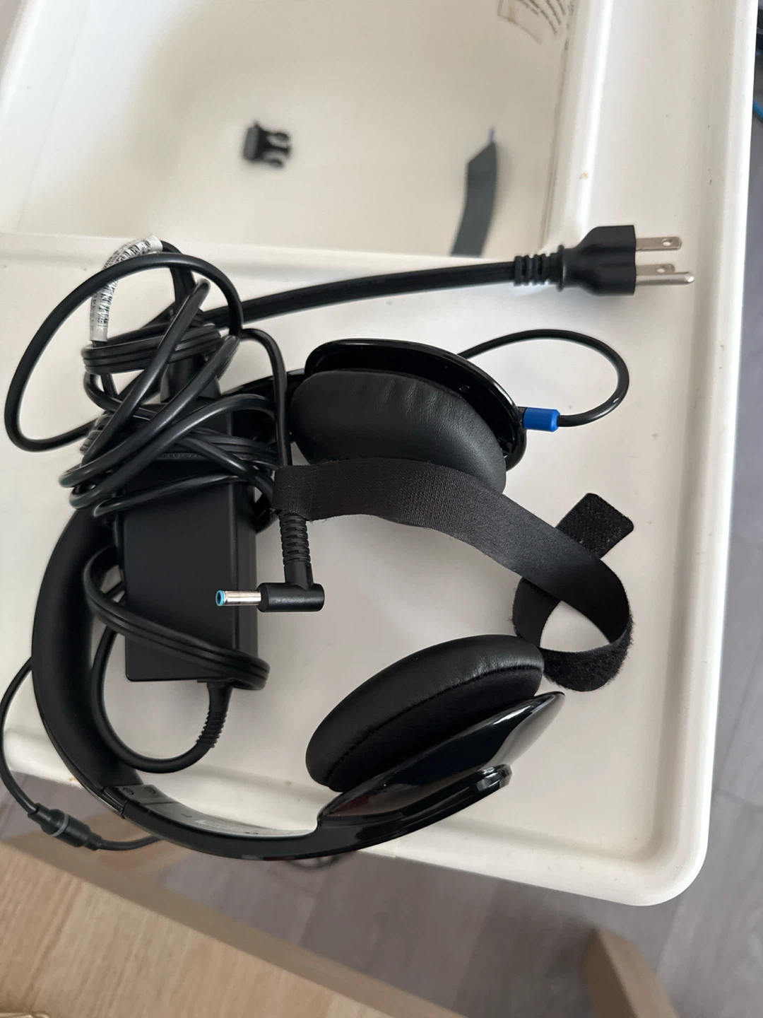 Black Over-Ear Headphones with Power Adapter