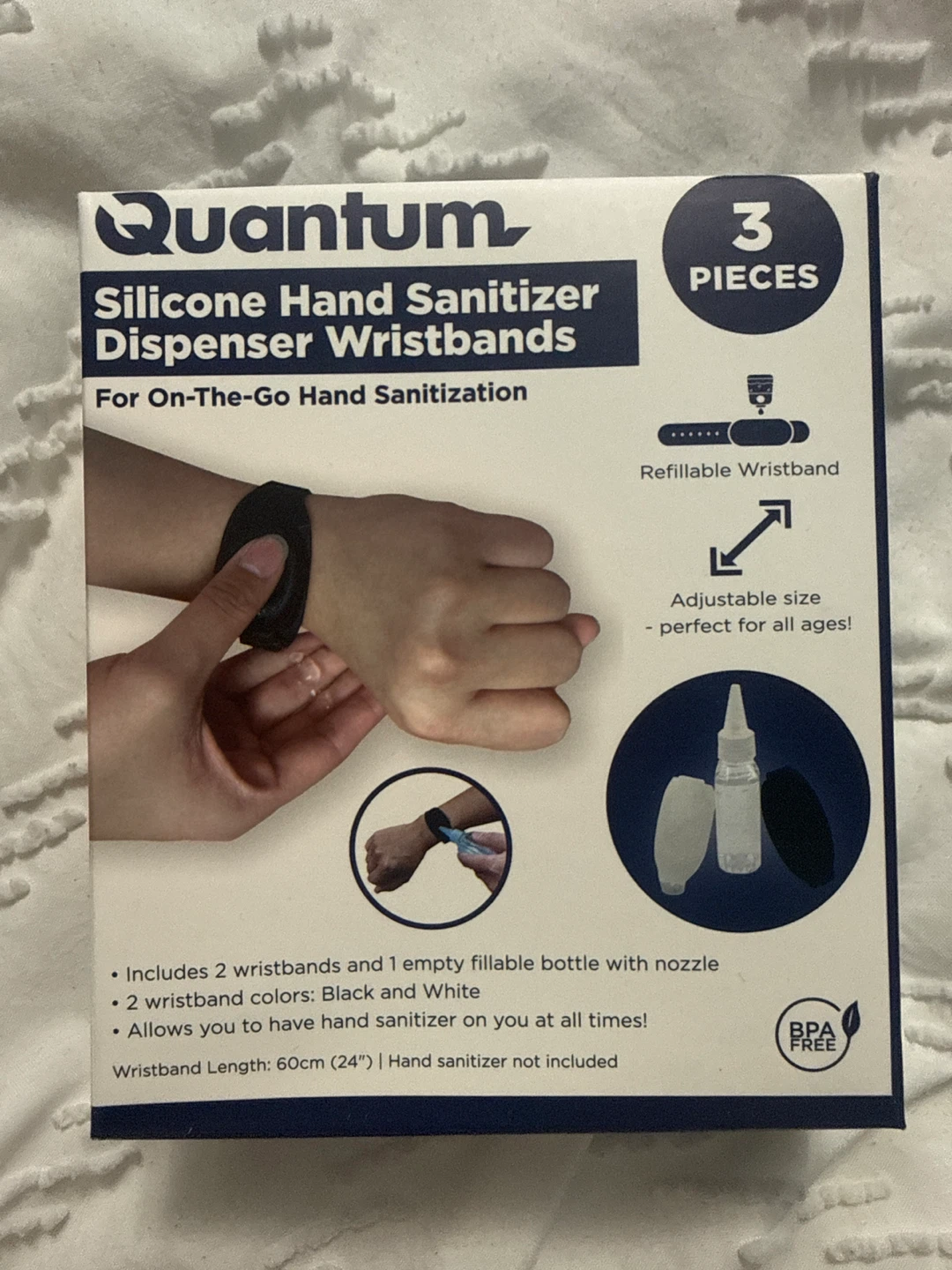 Quantum Silicone Hand Sanitizer Dispenser Wristbands (3 Pieces)