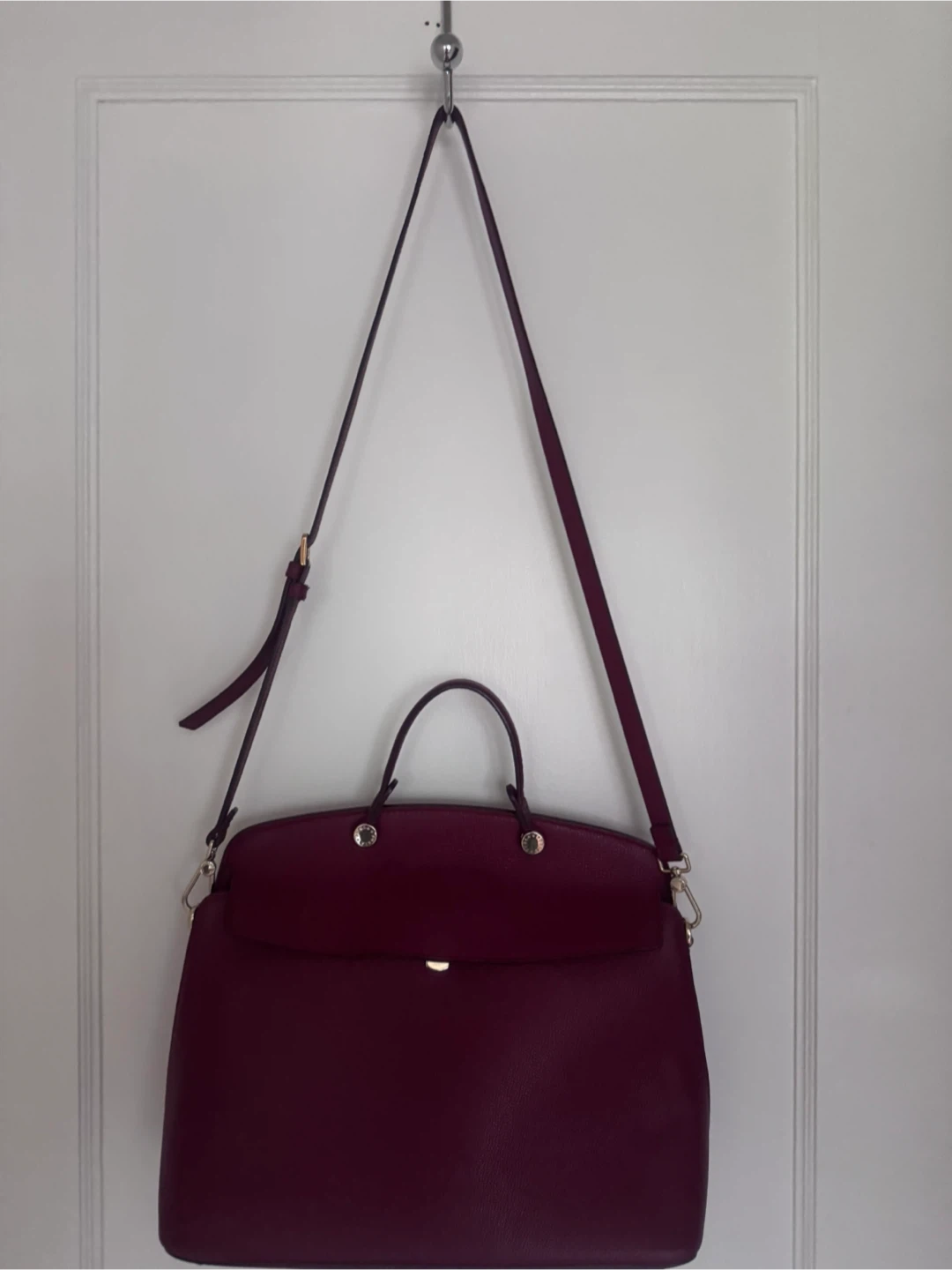 Furla Burgundy Leather Tote Bag