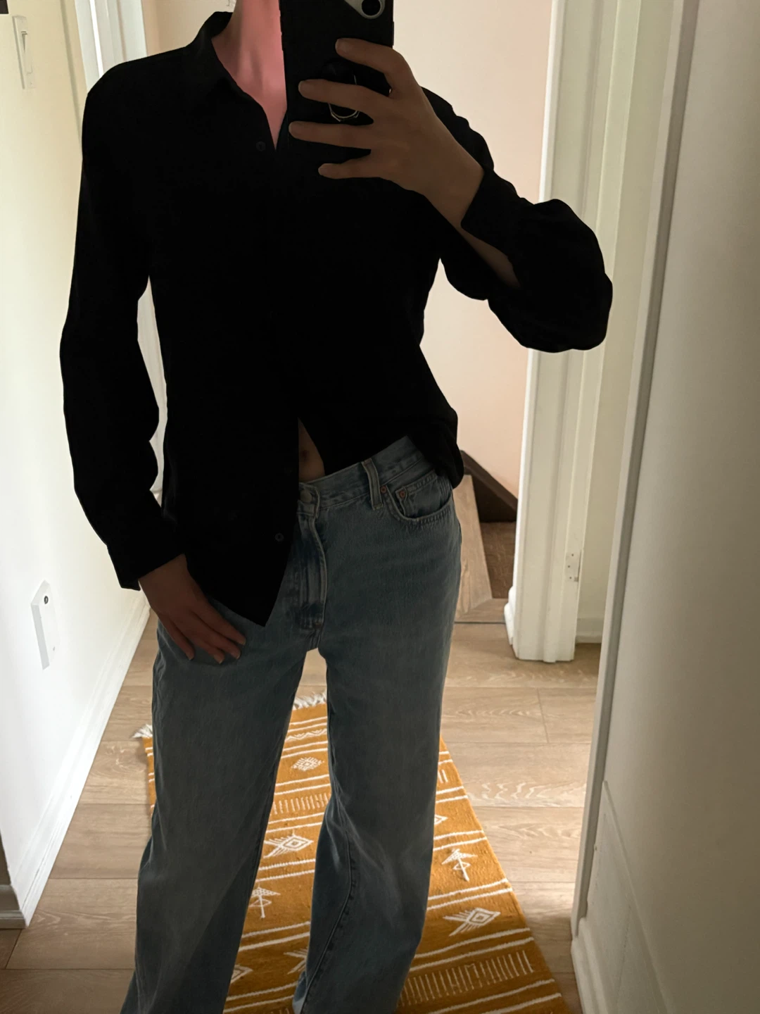 UNIQLO Black Long-Sleeve Button-Up Shirt - photo 3