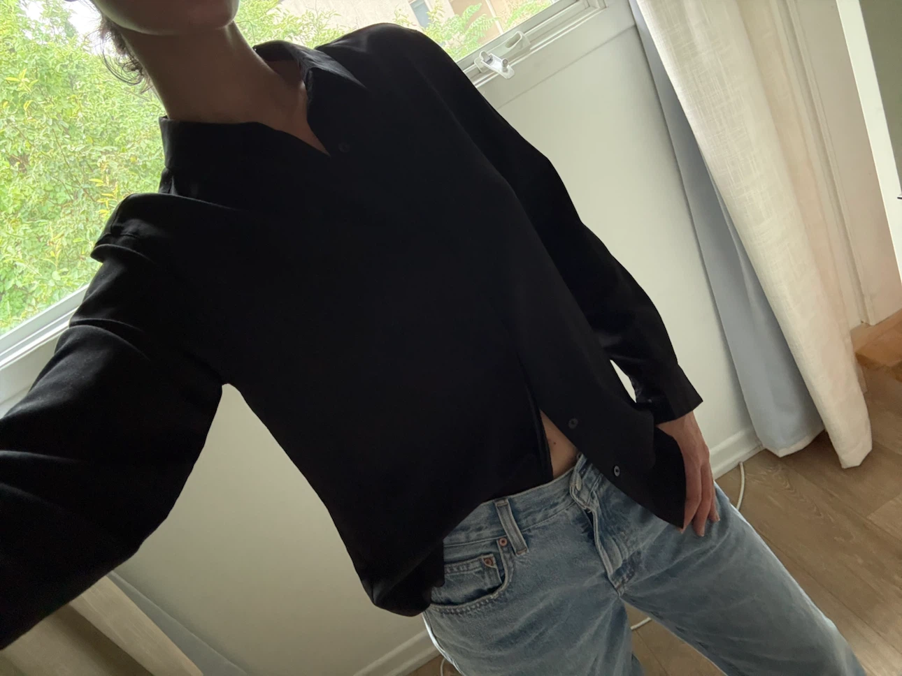 UNIQLO Black Long-Sleeve Button-Up Shirt - photo 4