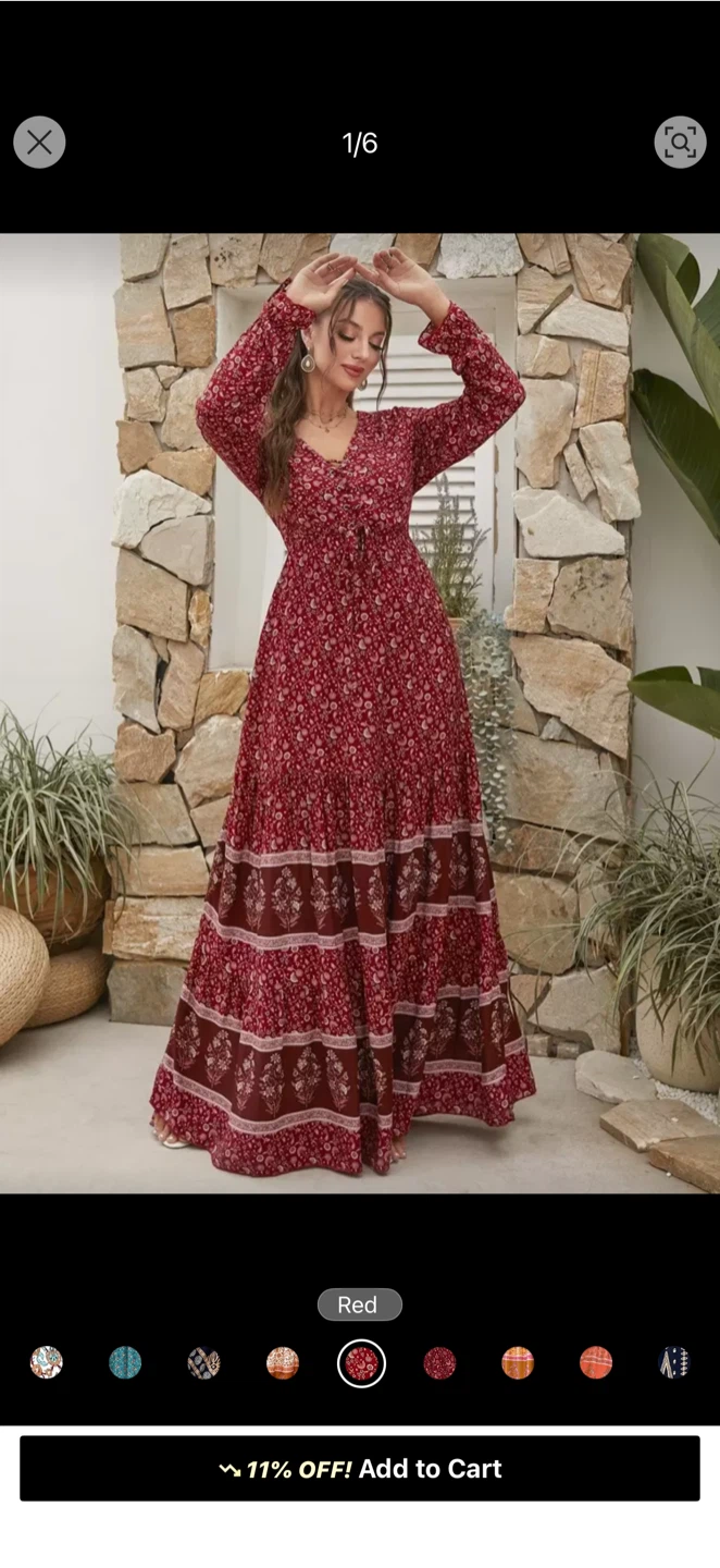 Red floral maxi dress