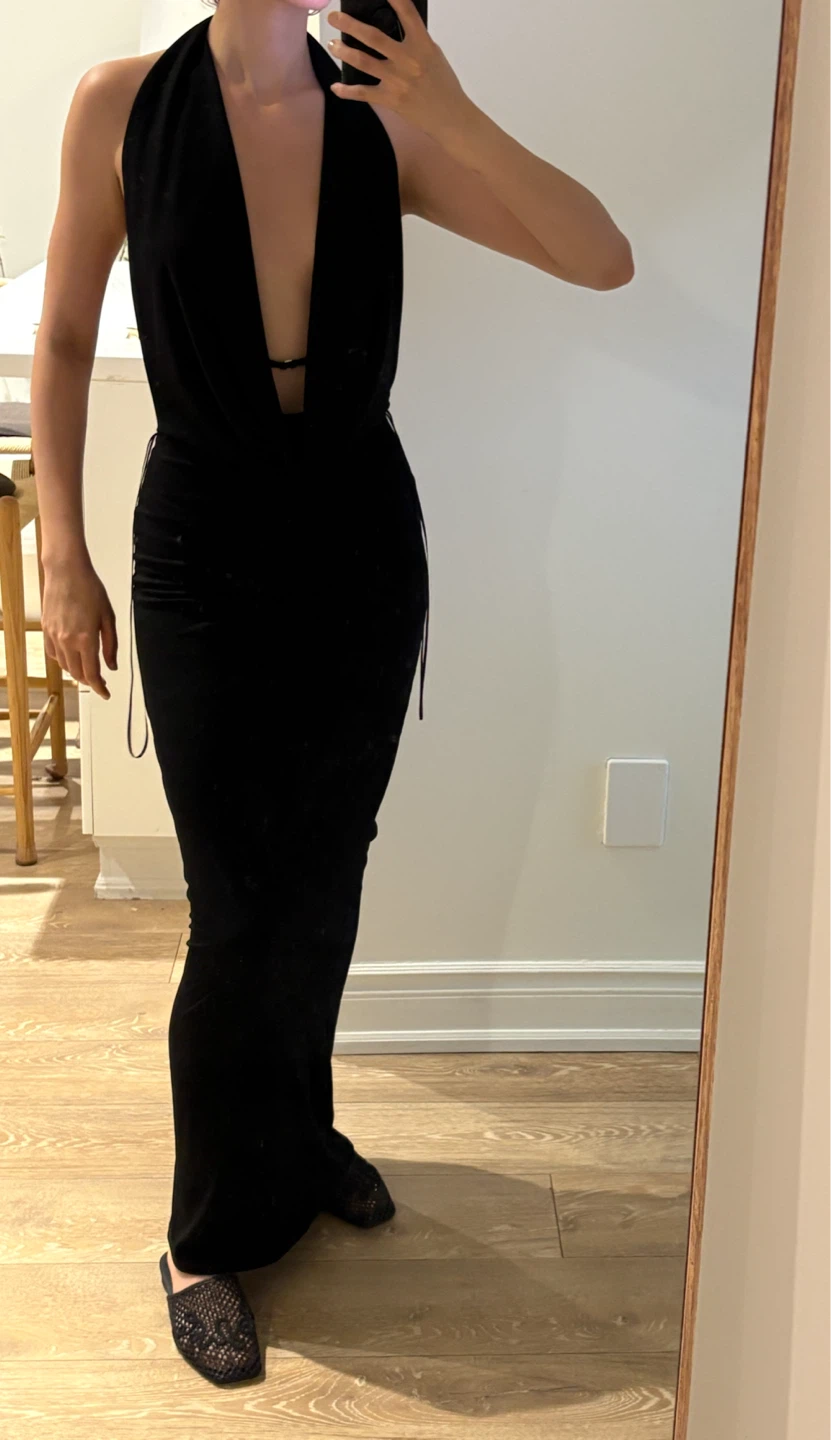 ZARA Black Halter Neck Maxi Dress - photo 2