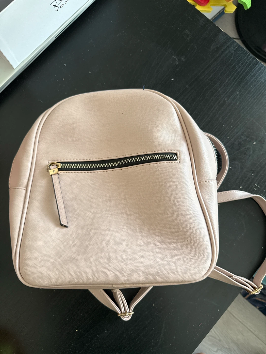 Pink Faux Leather Backpack