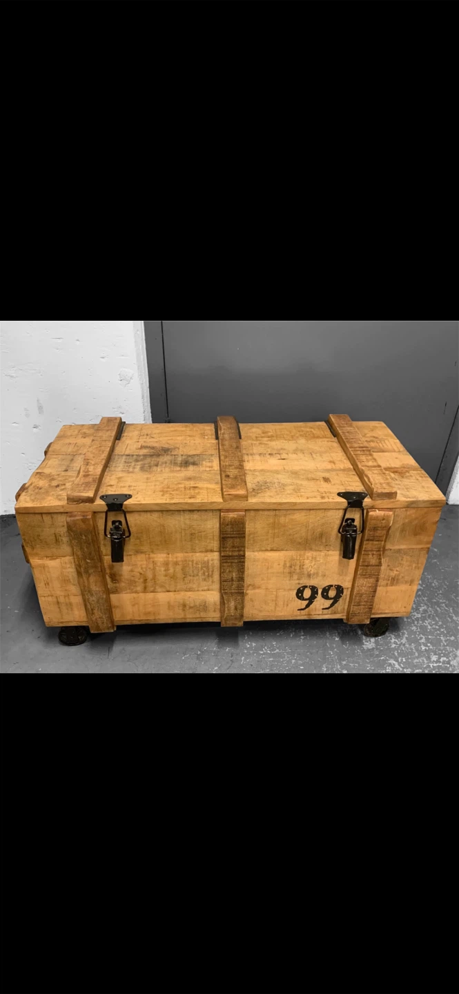 Rustic Wooden Trunk Chest w/ Wheels