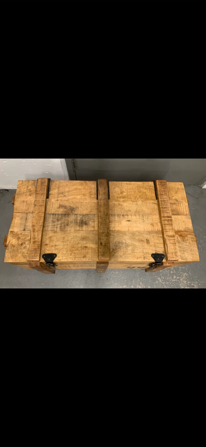 Rustic Wooden Trunk Chest w/ Wheels - photo 3