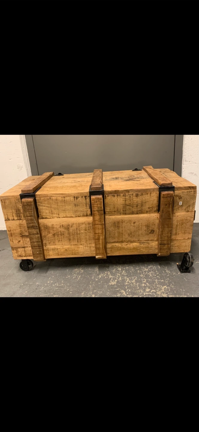 Rustic Wooden Trunk Chest w/ Wheels - photo 4