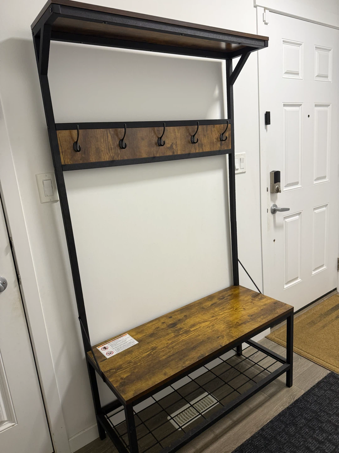 Canvas Harrison Entryway Coat Rack Hall Tree Bench - photo 2