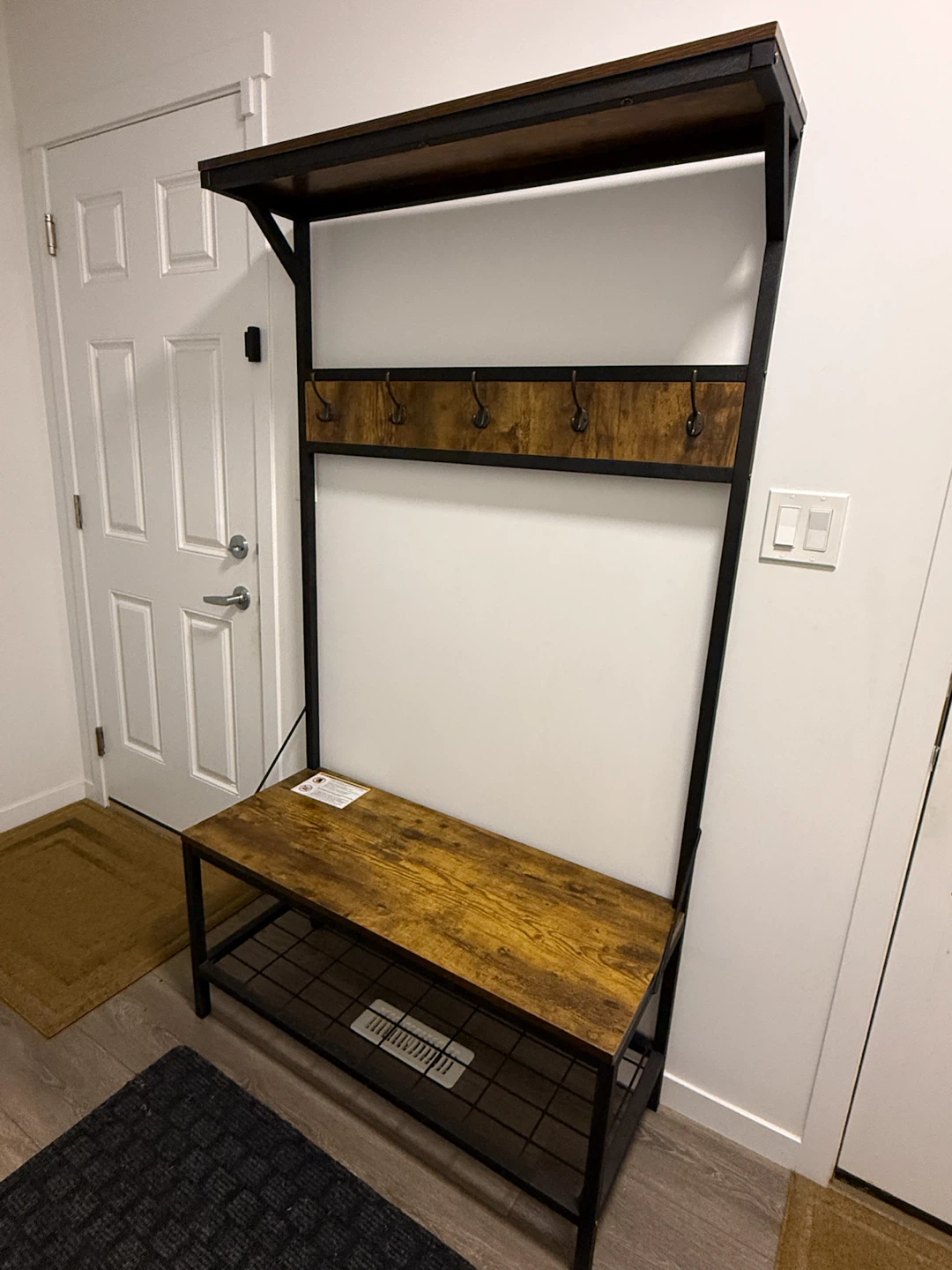 Canvas Harrison Entryway Coat Rack Hall Tree Bench - photo 3