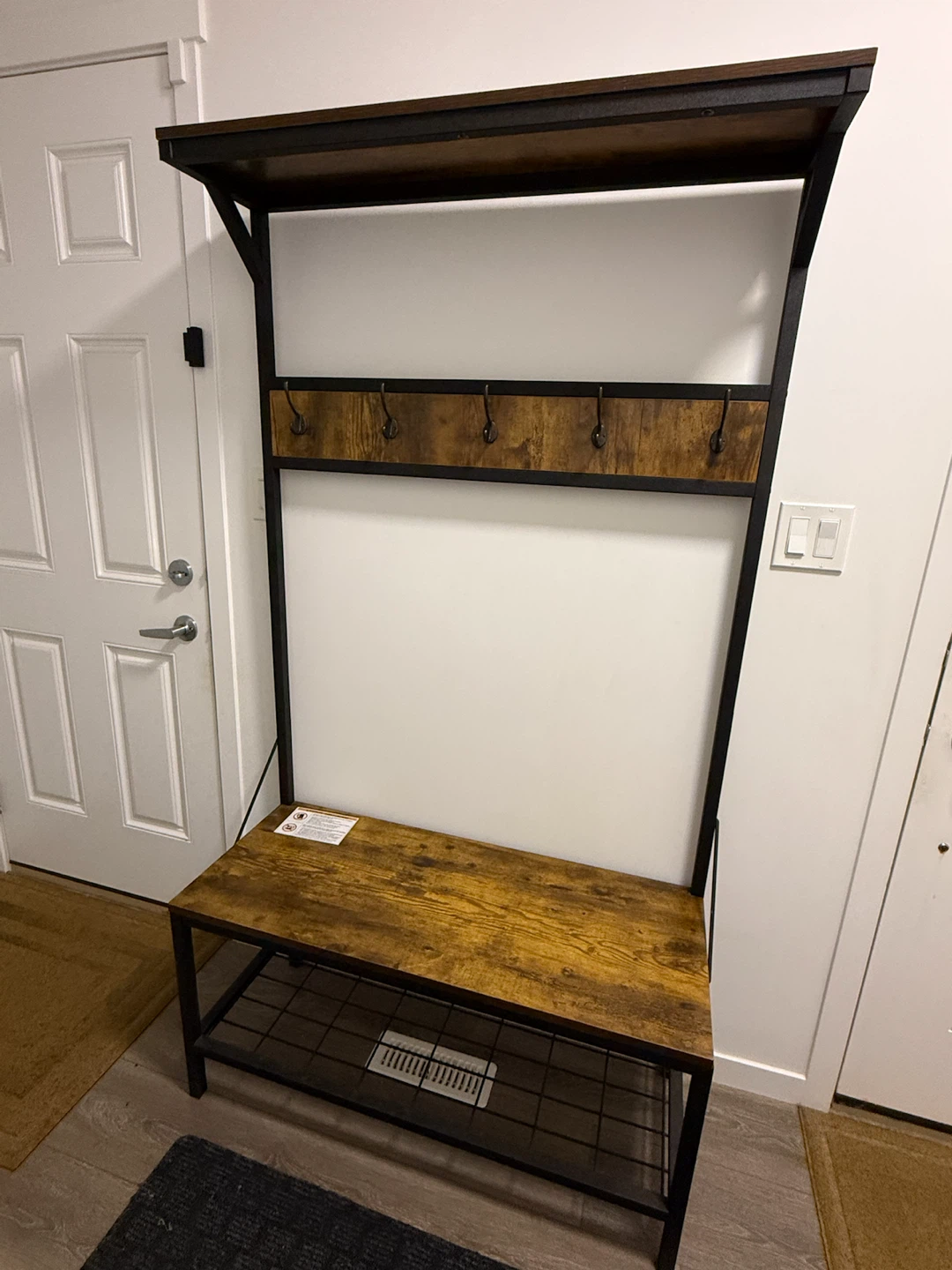 Canvas Harrison Entryway Coat Rack Hall Tree Bench - photo 5
