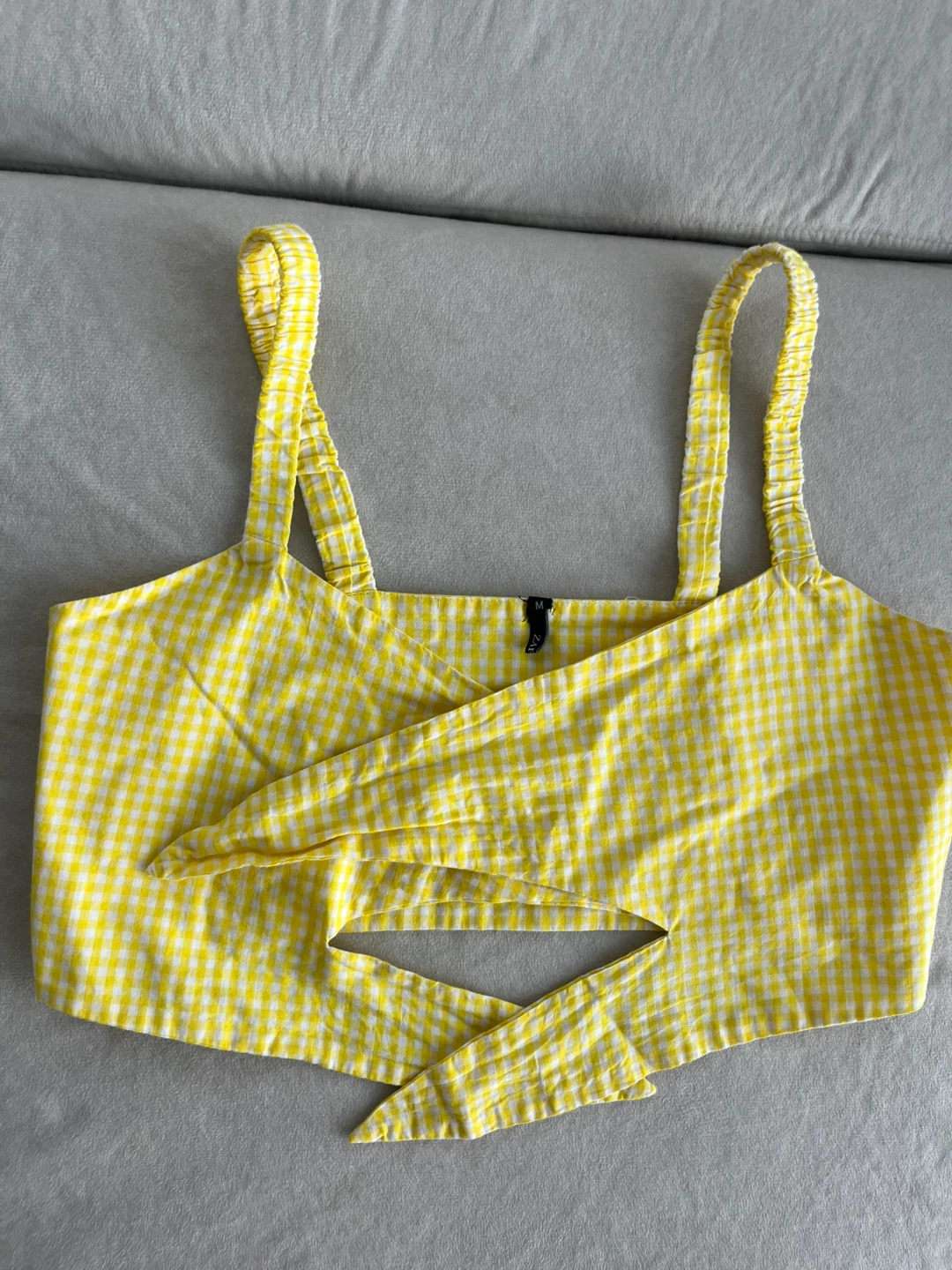 Yellow Gingham Crop Top - Size M