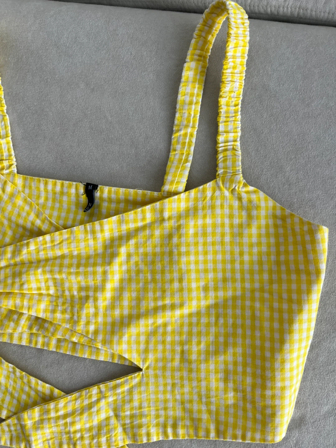 Yellow Gingham Crop Top - Size M - photo 3