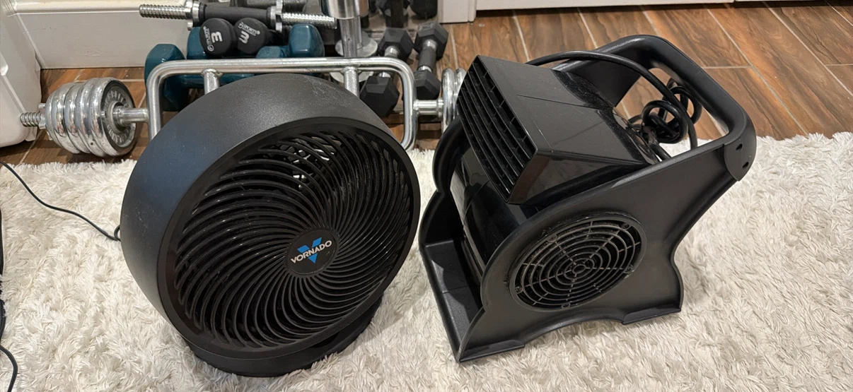 Vornado Air Circulator Fan and Black Blower Fan
