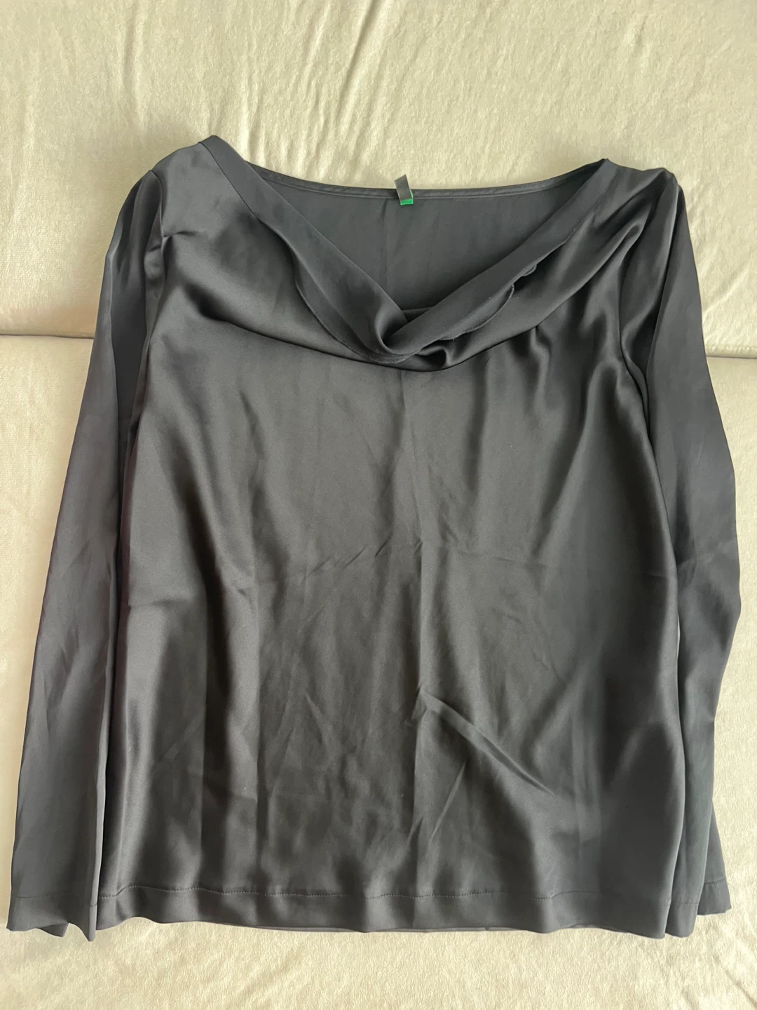 Stile Benetton Black Satin Cowl Neck Blouse