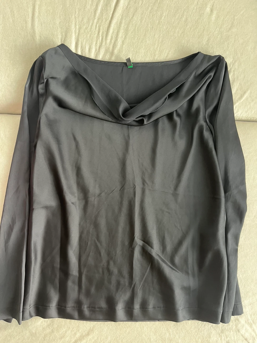 Stile Benetton Black Satin Cowl Neck Blouse - photo 4