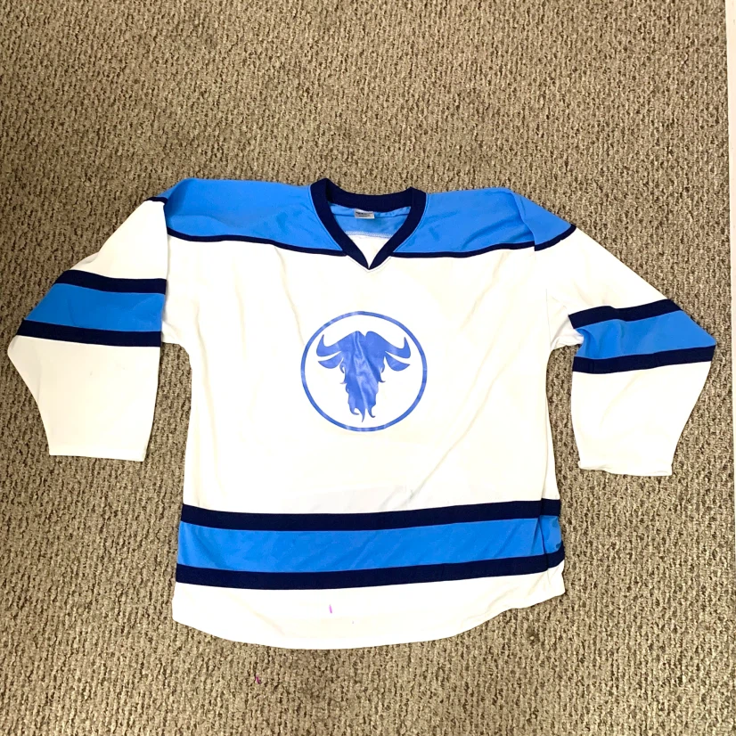 Adult Hockey Jersey White Blue Ice Hockey Practice Team Shirt XL