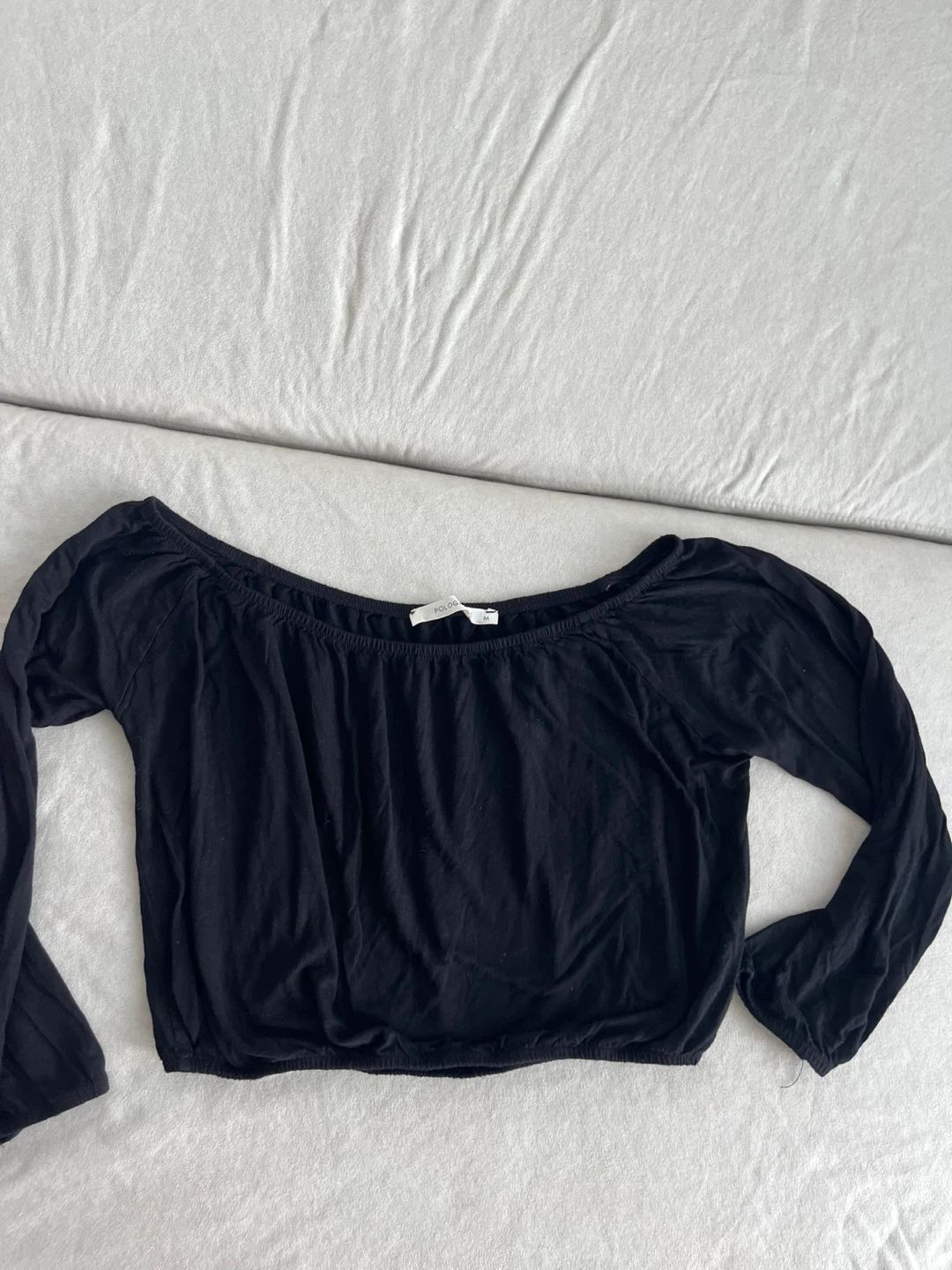 Polo Garage Black Off-the-Shoulder Long Sleeve Top - Size M