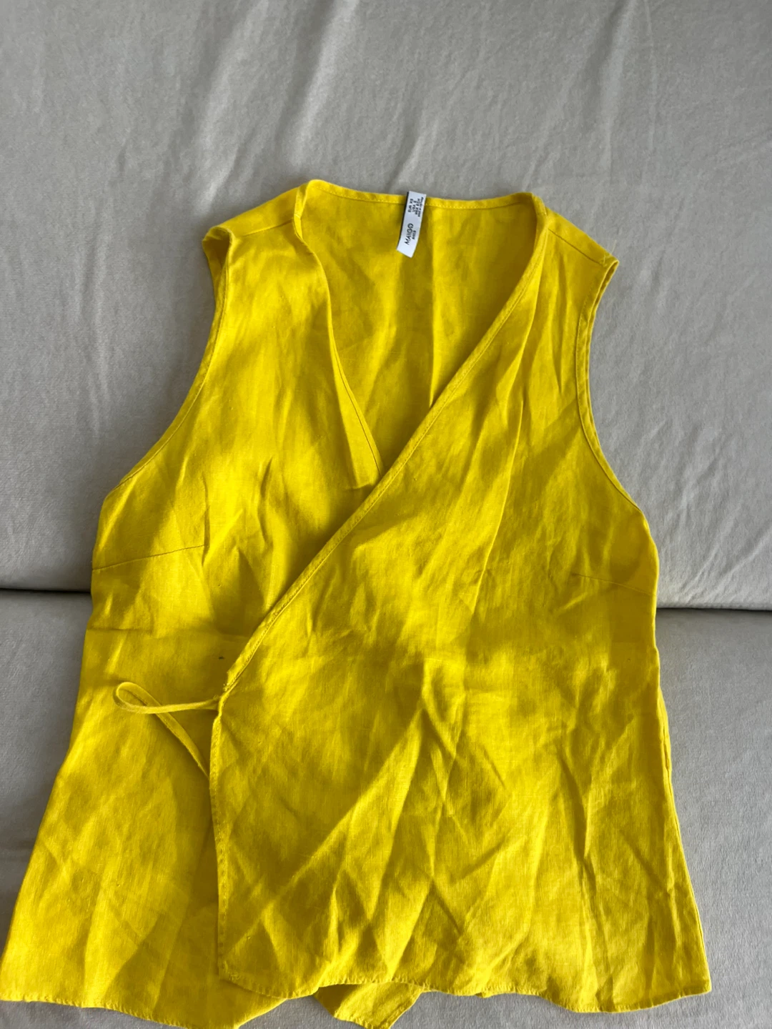 Mango Basics Yellow Sleeveless Wrap Top
